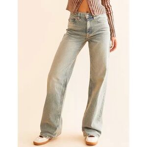 Free People Tinsley High Rise Straight Leg Baggy Jeans Candy Pop Sz 31